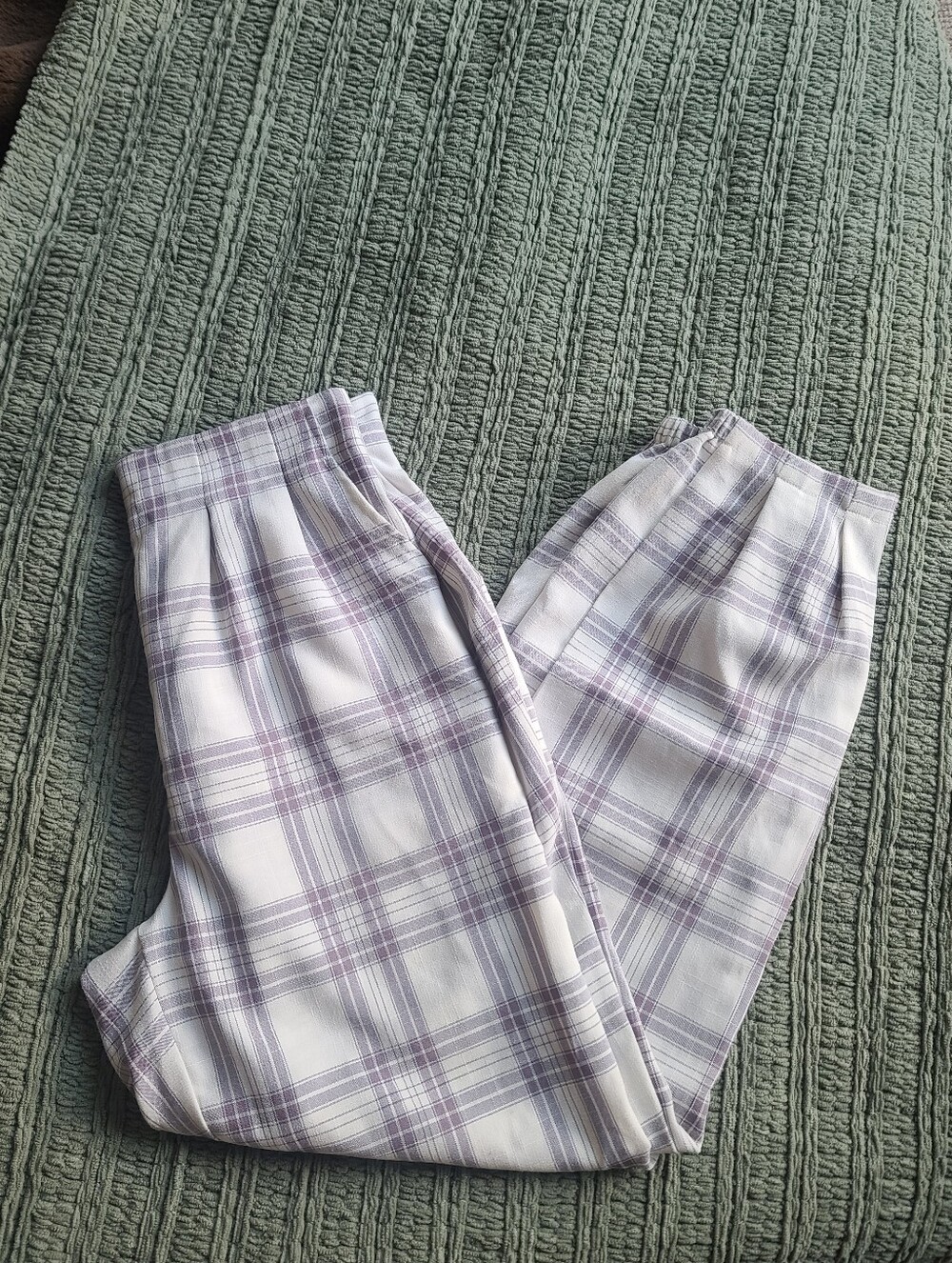 Plaid Lavender and White Pants